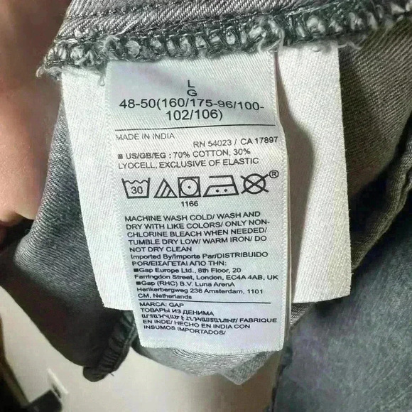 Gap denim shirt size L V-neck puff sleeve elastic waist - Picture 6 of 7